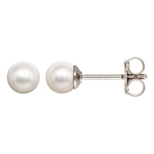 4.0mm White Crystal Simulated Pearl Post Earring