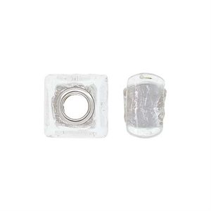 12x8mm Silver Square Glass Bead 4.7mm Hole