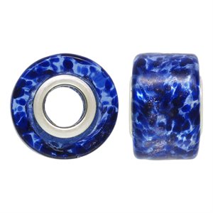 12x8mm Sil / Blu / Purple Glass Wheel 4.7mm Hole
