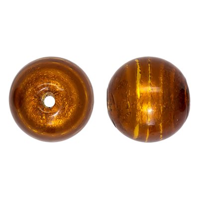 16mm Silver & Amber Glass Bead
