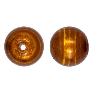 16mm Silver & Amber Glass Bead