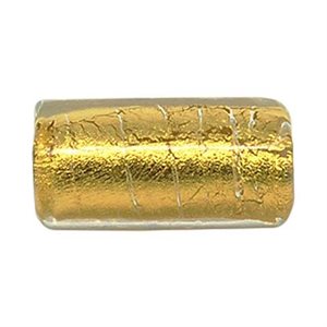 21x10mm Gold & Glass Cylinder Bead