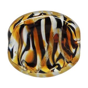 33x30mm Tiger Print Glass Coin Bead