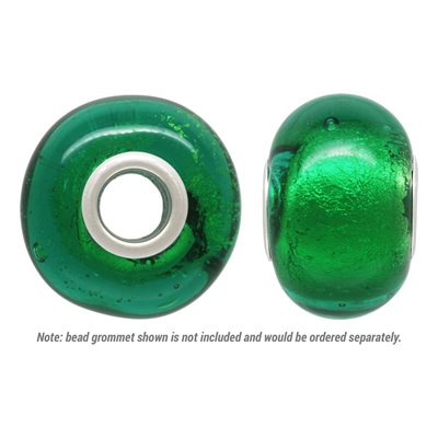 14x10mm Gold & Green Glass Bead 5mm Hole