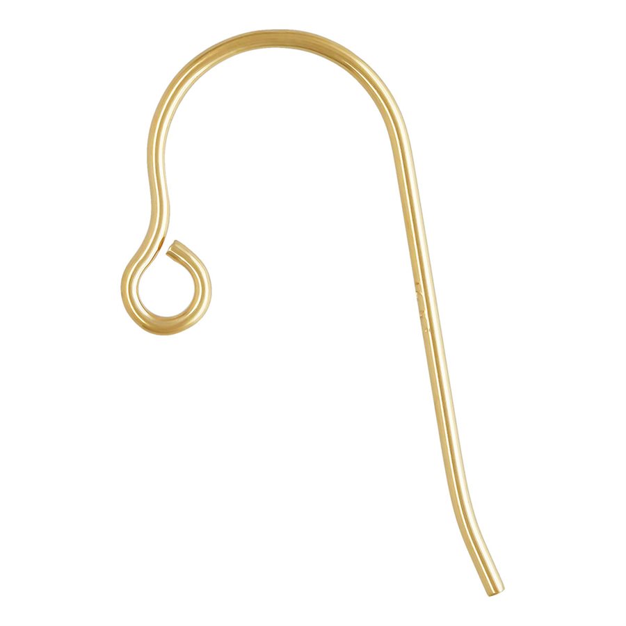 SH207-Fish Hook Earring Wires with 3mm Bead 15x20mm Gold Fil