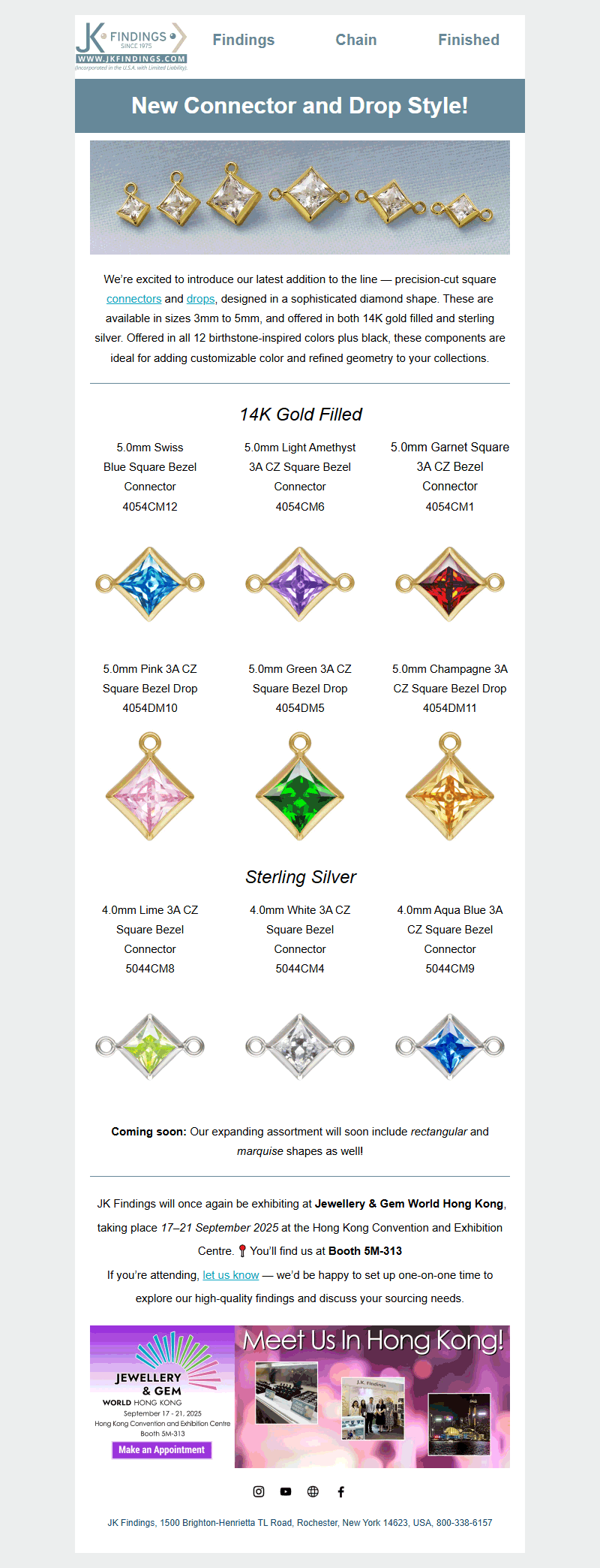 New Square Bezel Styles at JK Findings!