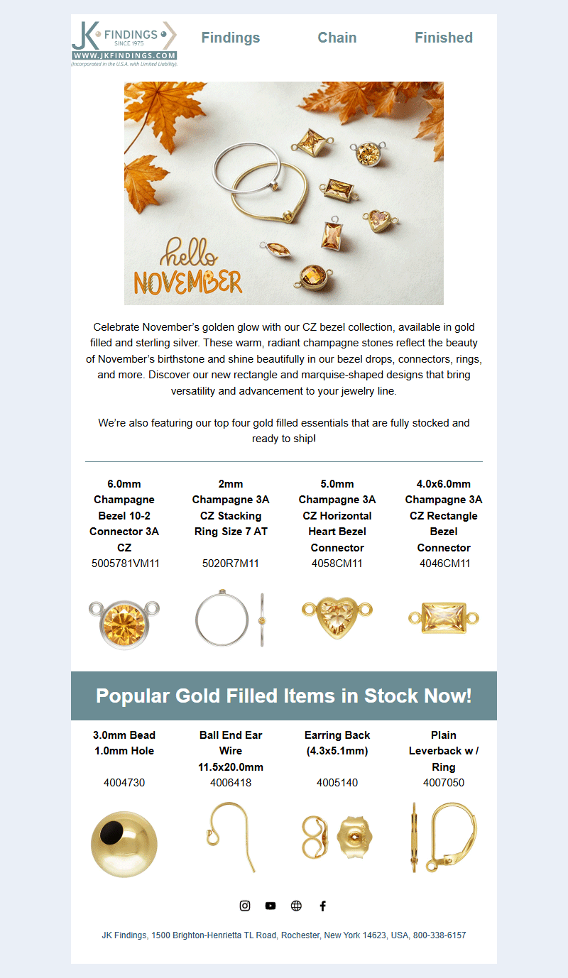 November Sparkle: Champagne CZ & Top Gold Filled Favorites