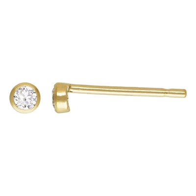 2mm White 3A CZ Bezel Post Earring 2mm White 3A CZ Bezel Post Earring