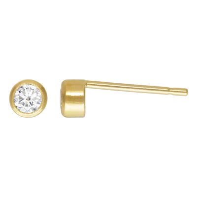 3mm White 3A CZ Bezel Post Earring 3mm White 3A CZ Bezel Post Earring