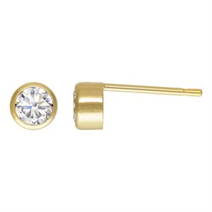 4mm White 3A CZ Bezel Post Earring