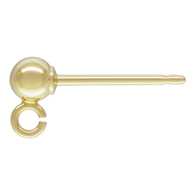 3.0mm Ball Earring w / Ring 0.66mm Post .583 3.0mm Ball Earring w / Ring 0.66mm Post .583