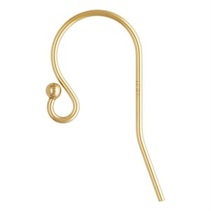 14k Yellow Gold 18mm Shepherd Hook Ear Wires (Pair)