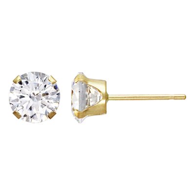 6.0mm Snap-in 3A CZ Earring 0.66mm Post 6.0mm Snap-in 3A CZ Earring 0.66mm Post