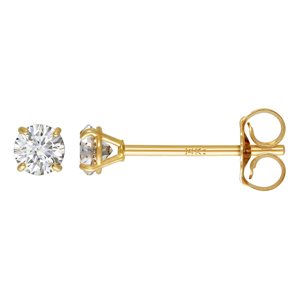 3.0mm 4 Prong Cast Earring w / White 7A CZ &EB