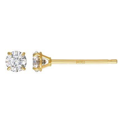 3.0mm 4 Prong Cast Earring w / White 7A CZ 3.0mm 4 Prong Cast Earring w / White 7A CZ