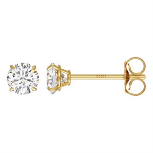 4.0mm 4 Prong Cast Earring w / White 7A CZ &EB