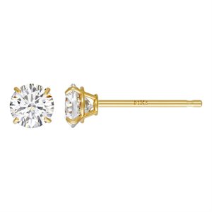 4.0mm 4 Prong Cast Earring w / White 7A CZ