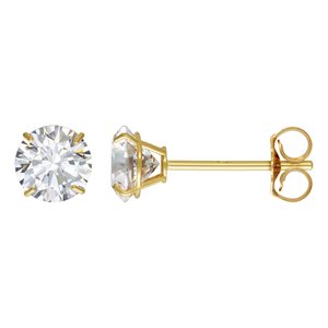5.0mm 4 Prong Cast Earring w / White 7A CZ &EB