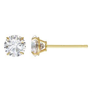 5.0mm 4 Prong Cast Earring w / White 7A CZ
