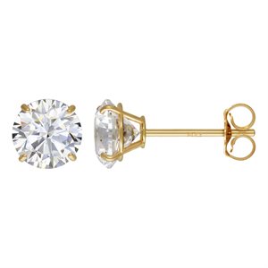 6.0mm 4 Prong Cast Earring w / White 7A CZ &EB