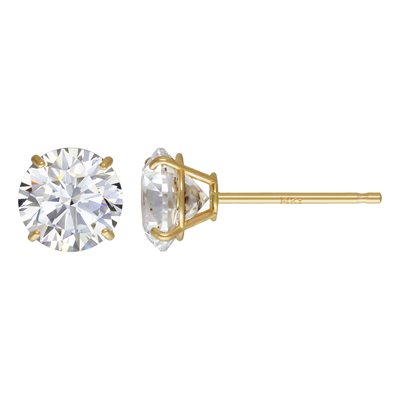 6.0mm 4 Prong Cast Earring w / White 7A CZ 6.0mm 4 Prong Cast Earring w / White 7A CZ