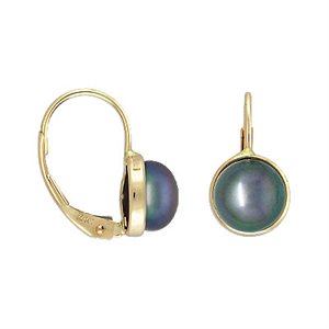 Leverback w / 7-7.5mm Black Button Pearl