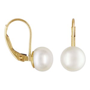 7.0-7.5mm White Button Pearl Cup Leverback