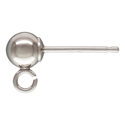 4mm Ball Earring w / Ring 0.66mm Post RH .583 4mm Ball Earring w / Ring 0.66mm Post RH .583