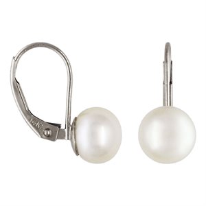 7.0-7.5mm White Button Pearl Cup Leverback RH