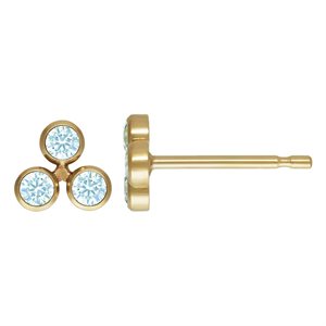 2mm Aquamarine 3A CZ 3 Bezel Cluster Post Earring