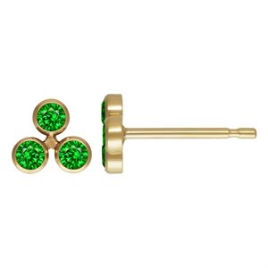 2mm Green 3A CZ 3 Bezel Cluster Post Earring