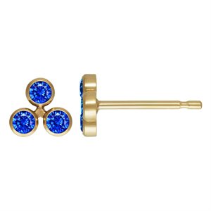 2mm Sapphire Dark 3A CZ 3 Bezel Cluster Post Earring