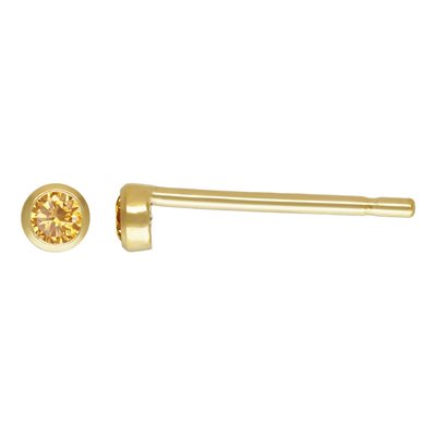 2mm Champagne 3A CZ Bezel Post Earring 2mm Champagne 3A CZ Bezel Post Earring