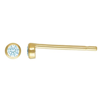 2mm Aquamarine 3A CZ Bezel Post Earring 2mm Aquamarine 3A CZ Bezel Post Earring
