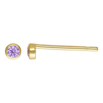 2mm Light Amethyst 3A CZ Bezel Post Earring