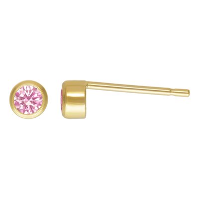 3mm Pink 3A CZ Bezel Post Earring