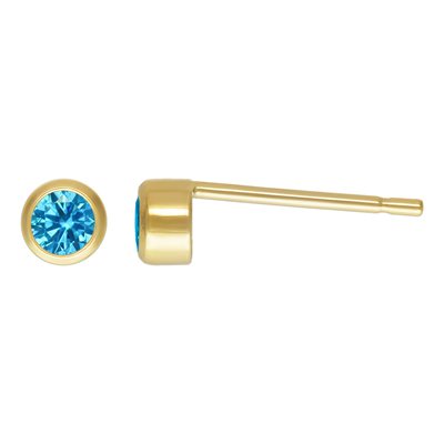 3mm Swiss Blue 3A CZ Bezel Post Earring 3mm Swiss Blue 3A CZ Bezel Post Earring