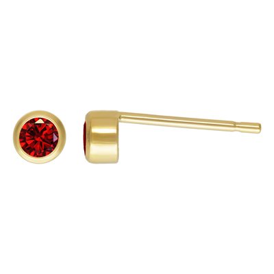 3mm Garnet 3A CZ Bezel Post Earring 3mm Garnet 3A CZ Bezel Post Earring