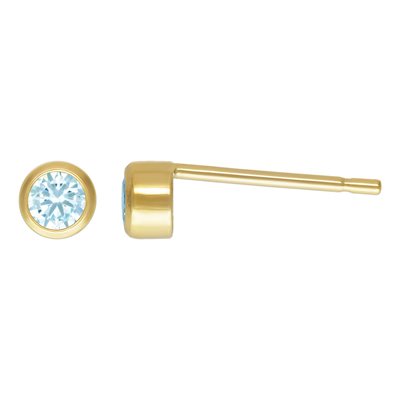 3mm Aquamarine 3A CZ Bezel Post Earring