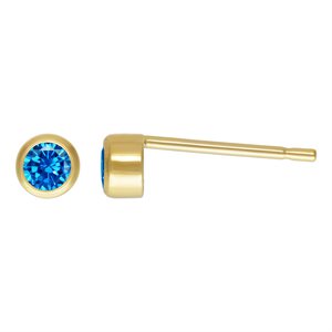 3mm Aqua Blue 3A CZ Bezel Post Earring