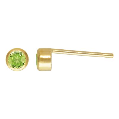 3mm Peridot Bezel Post Earring 3mm Peridot Bezel Post Earring