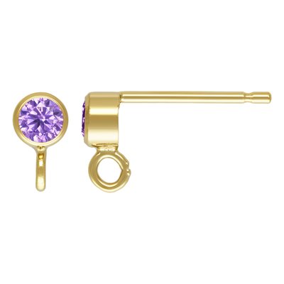 3mm Lt Amethyst 3A CZ Bzl Post Ear w / Ring 3mm Lt Amethyst 3A CZ Bzl Post Ear w / Ring