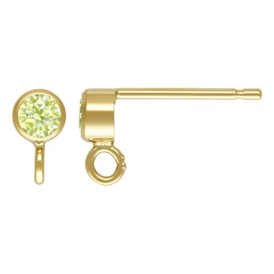 3mm Lime 3A CZ Bezel Post Earring w / Ring 3mm Lime 3A CZ Bezel Post Earring w / Ring