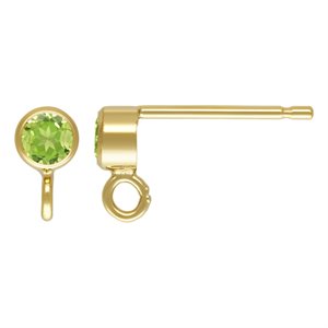 3mm Peridot Bezel Post Earring w / Ring