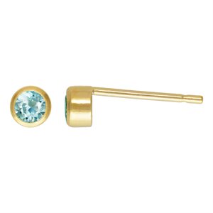 3mm Sky Blue Topaz Bezel Post Earring