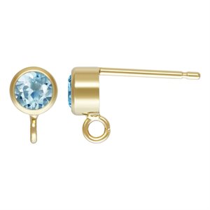 4mm Sky Blue Topaz Bzl Post Ear w / Ring