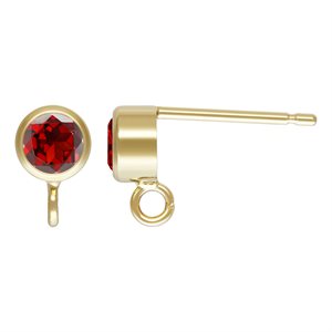 4.0mm Garnet Bezel Post Earring w / Ring