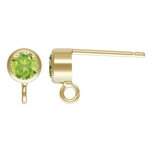 4.0mm Peridot Bezel Post Earring w / Ring