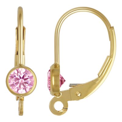4.0mm Pink 3A CZ Bezel LB w / Ring 4.0mm Pink 3A CZ Bezel LB w / Ring