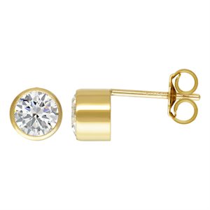 5mm White 3A CZ Bezel Post Earring w / Heavy Back